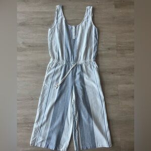 Anthropologie Cloth & Stone Linen Blend Striped Sleeveless Jumpsuit SZ M